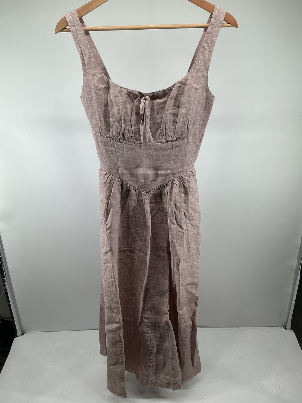 100% European Linen Corset Midi Dress